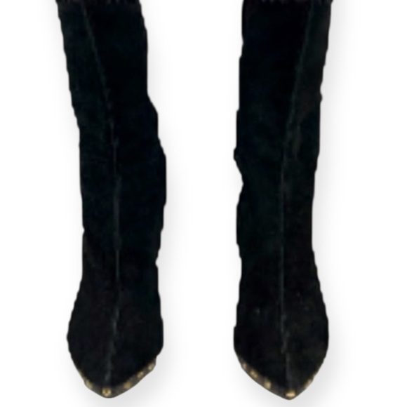 Sergio Rossi Over-the-Knee Boots Black Suede Leather - Picture 7 of 14